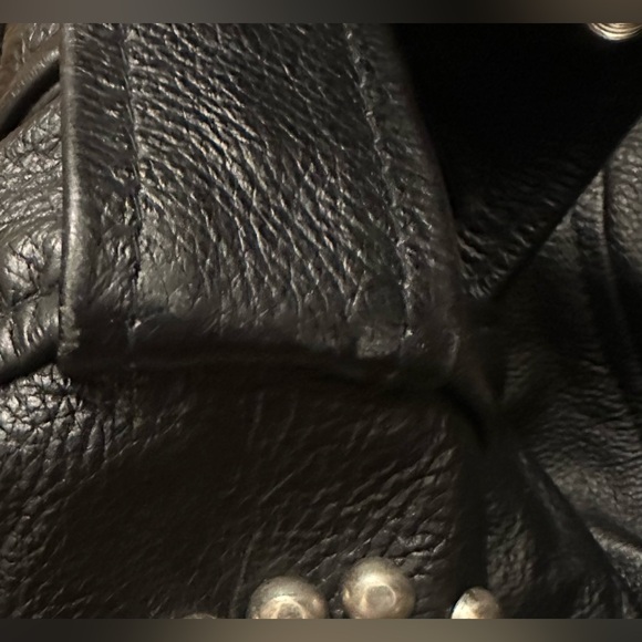 ASOS Reclaimed Vintage Black Real Leather Biker
Jacket Moto Stud ASOS H&M Zara M - Picture 14 of 16